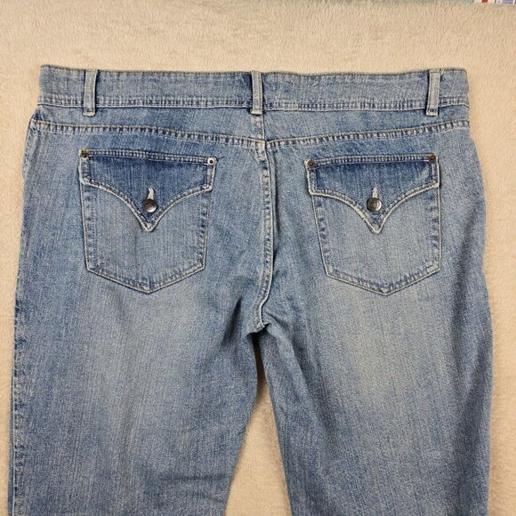 Dear AB Jeans Womens Size 18S Flap Pockets Light Wash Flare Bootcut Boho Chic - Picture 14 of 14